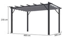Pergola da Giardino 4x3x2,3 m in Alluminio Grigio Antracite con Telo di Copertura 140g/mq Grigio