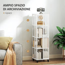Libreria Moderna a 4 Ripiani 35x35x129 cm con Ruote in Metallo a Rete Bianco  