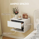 Set 2 Comodini Sospesi a Parete 40x35x30 cm con Prese di Corrente in Melamina Bianco      