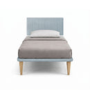 Letto Singolo con Rete Rivestita Microfibra Azzurro Tessis Testata Vertical Varie Misure