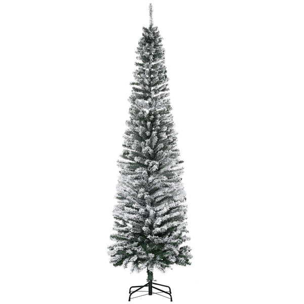 Albero di Natale Innevato Slim 225 cm 738 Rami Effetto Neve in PP e Acciaio Inox Verde online