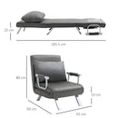 Poltrona Letto Trasformabile con Rivestimento in Microfibra Grigio Scuro 