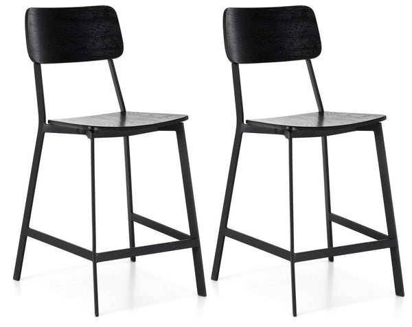 online Set 2 Sgabelli 51x51,5xH97 cm in Legno e Metallo Woody Nero