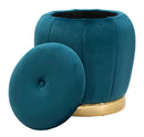 Pouf Contenitore Paris Oro Ø 43x43 cm in Legno e Poliestere Ottanio