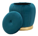 Pouf Contenitore Paris Oro Ø 43x43 cm in Legno e Poliestere Ottanio