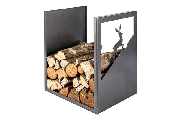 Porta Legna Sagomato Cervo 40,5x35,5x50 cm in Ferro Verniciato Grigio Martellato sconto