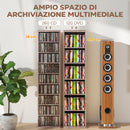 Libreria 33x24x140 cm Scaffale Porta CD con 6 Ripiani Regolabili Capacità di 260 CD/120 DVD Color Legno      
