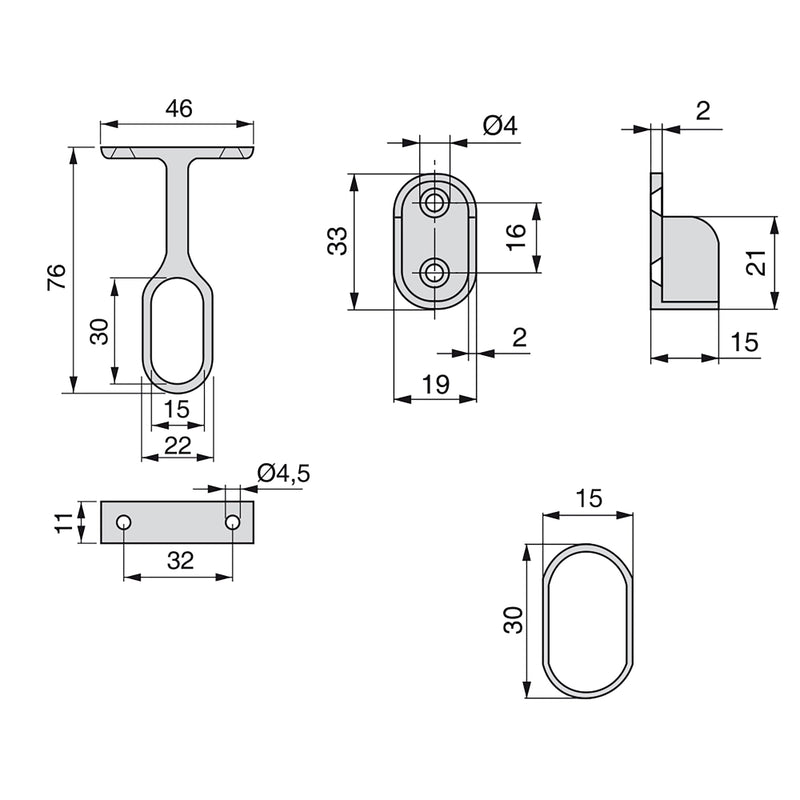 Set 2 Bastoni Appendiabiti per Armadi Ovali 140 cm in Acciaio Emuca Cromato