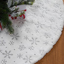 Gonna Copribase per Albero di Natale Ø80 cm in Peluche con Fiocchi di Neve Silver      
