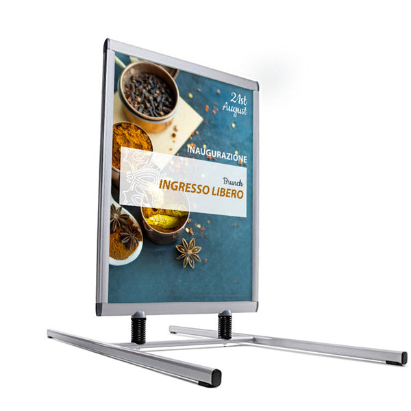 Espositore Pubblicitario Biffaciale 70x100 cm in Alluminio da Esterno Antivento Silver acquista