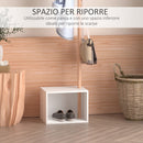 Appendiabiti Scarpiera con 6 Ganci in Bambù Bianco 40x30x180 cm 