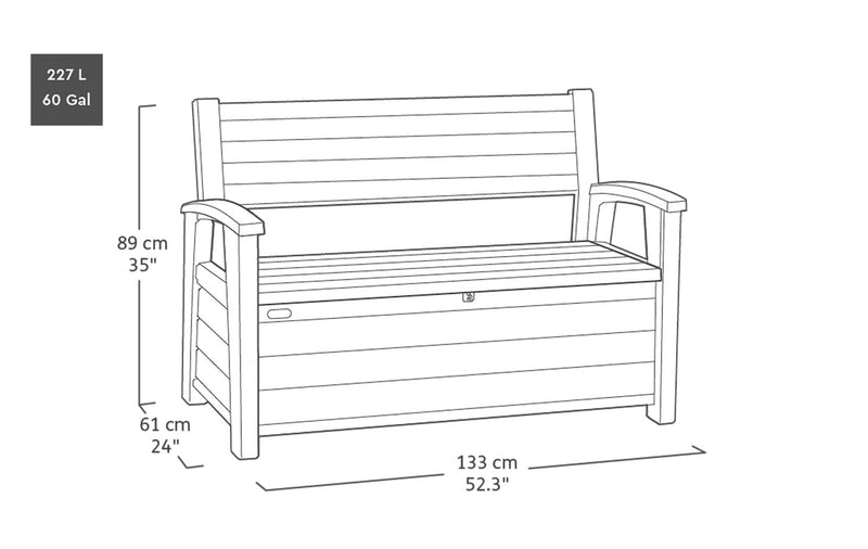 Panchina da Esterno Keter Deco Bench 60G 132,7x61,2x89 cm in DecoCoat Effetto Legno Noce