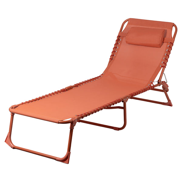 online Lettino Mare Richiudibile 190x58x29 cm in Acciaio e Poliestere Ruggine Gallipoli