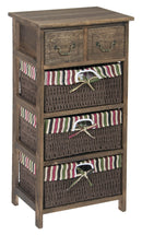 Cassettiera 2 Cassetti in Legno 3 Cesti in Vimini 40x30x75 cm Fumer Nelia Noce