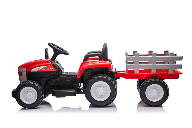 Trattore Elettrico per Bambini 12V con Rimorchio Rosso  