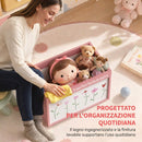 Baule Portagiochi per Bambini 3-8 Anni 50x30x33,5 cm con Ruote 34,5 L Capacità 15 kg in Truciolato Rosa      