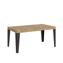  Tavolo Allungabile 130-390x90x77 cm Flame Premium Quercia Natura Telaio Antracite