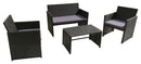 Set da Giardino Divano Poltrone e Tavolino in Polyrattan Becker Ceriale Nero
