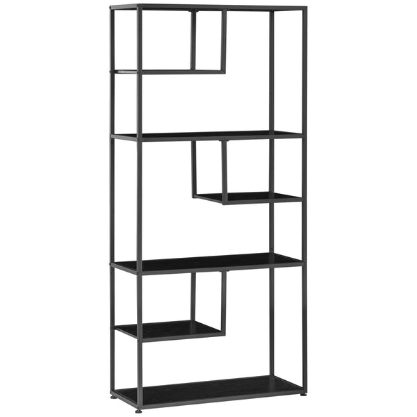 Libreria a 7 Livelli 83x34x180 cm in Truciolato e Acciaio Nero sconto
