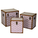 Set 3 Baule in Similpelle marroncino quadro 