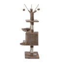 Albero Tiragraffi il Legno con Rivestimento Morbido Marrone chiaro 60x35x135 cm 