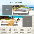 Lettino Prendisole Pieghevole con Foro per il Viso Imbottito e Schienale Reclinabile in Poliestere Beige      