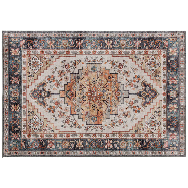 acquista Tappeto Bohemien Antiscivolo e Lavabile 230x160 cm a Pelo Corto in Effetto Cashmere Marrone