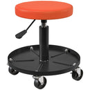 Sgabello da Officina con Ruote 38x38x38-50 cm ad Altezza Regolabile in Acciaio e Finta Pelle Arancione      