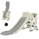 Scivolo per Bambini Pieghevole 146x52x65 cm con Canestro e Palla in PP e HDPE Grigio e Crema  