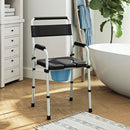 Sedia WC per Anziani e Disabili 52,5x46x81,5-97 cm Pieghevole e Regolabile in Acciaio e Pelle PU Nero 