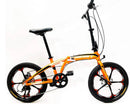Bicicletta Pieghevole 20" in Alluminio Ruote in Lega Arancio Fluo