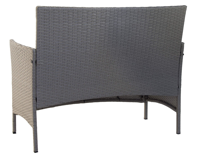 Set Salotto da Giardino Divano 2 Poltrone e Tavolino in Rattan Grigio