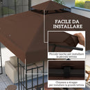 Copertura per Gazebo da Giardino 3x3 m UPF30+ a 2 Livelli in Poliestere Caffè      