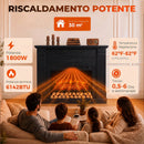 Camino Elettrico da Terra o Incasso 117x30x100 cm con Cornice e Ripiano per TV 55" 1800 W Effetto Fiamma 3D e Timer Nero      