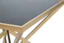 Comodino Piramid 50x50x45 cm in Ferro e Vetro Nero e Oro