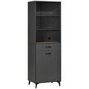 Mobile Dispensa Alto 60x42x180 cm Ripiani Regolabili Aperti in Truciolato e MDF Grigio