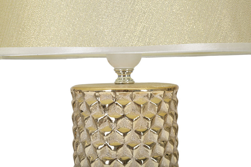 Lampada da Tavolo Glam Gold 30x47,5x30 cm in Ceramica Bianco/Oro