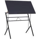 Scrivania da Ufficio Inclinabile Fino a 60° con Sponda in Metallo e Legno Nero 90x50x76-91 cm 