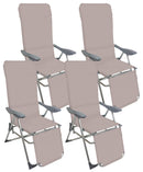 Set 4 Sedie a Sdraio Reclinabili Pieghevoli 59x76x109 cm con Poggiapiedi in Alluminio e Textilene T