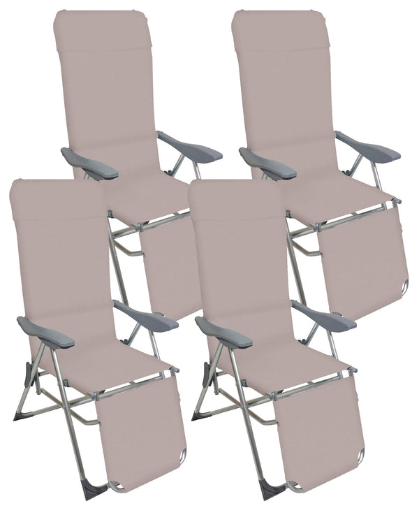 online Set mit 4 klappbaren Liegestühlen 59 x 76 x 109 cm mit Fußstütze aus Aluminium und Textilene Taupe