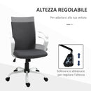 Sedia da Ufficio Ergonomica Girevole 61x61x89-99 cm in Poliestere Effetto Lino Grigio Scuro 