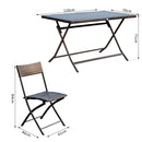 Set Tavolo e 6 Sedie Pieghevoli da giardino in Acciaio e Legno Marrone 