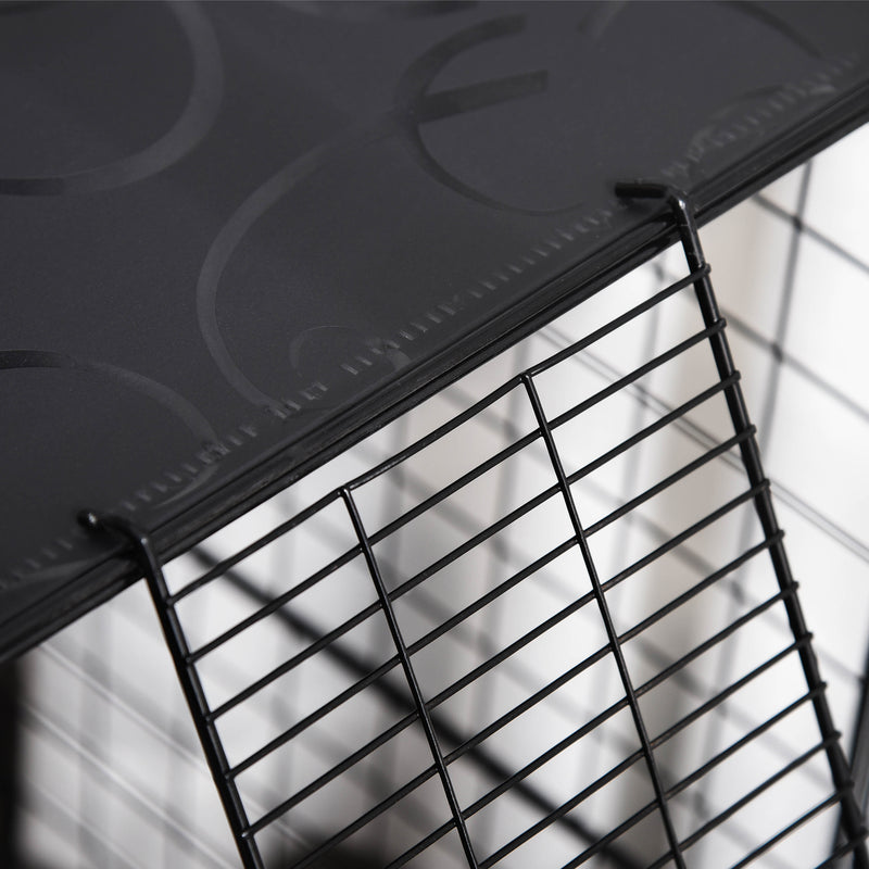 Gabbia Modulare per Conigli e Porcellini d'India Multilivello con 3 Porte e Fili d'Acciaio Nero      