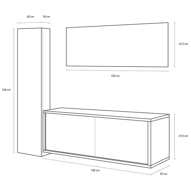 Mobile da Bagno sospeso Giava 06 Pino Grigio TFT