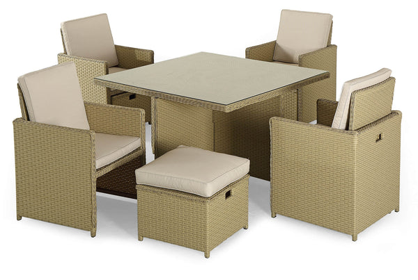 Kraus Caravaggio Rattan Tischset 4 Sessel und 4 Hocker online