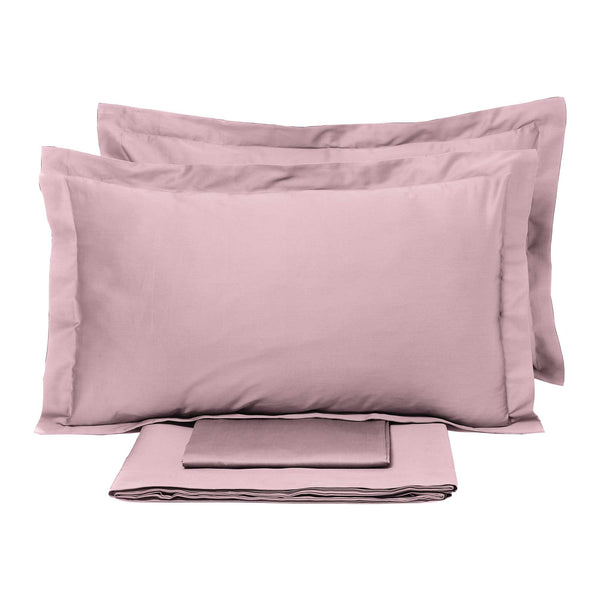 Set aus Doppellaken oben und unten und einfarbigen Garrini Clarice Pink Kissenbezügen prezzo