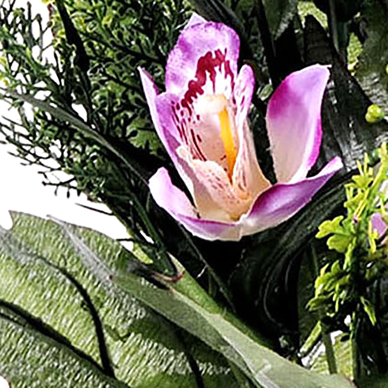 Set 4 Bouquet Artificiali Frontale di Orchidee Altezza 51 cm Viola