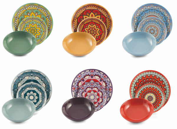 sconto Tafelservice 18 Teile aus Porzellan und Steinzeug Villa d'Este Home Tivoli Cala Saona Multicolor