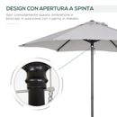 Ombrellone da Giardino Ø196 cm Palo Ø32 mm in Alluminio e Poliestere Grigio Chiaro