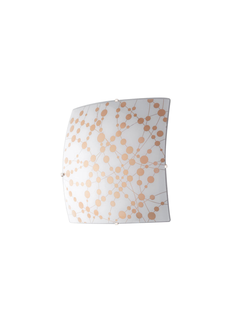 Plafoniera Quadrata Pois Arancio Vetro Moderna Led Soffitto Parete 18 watt Luce Naturale